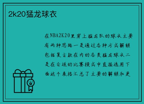 2k20猛龙球衣